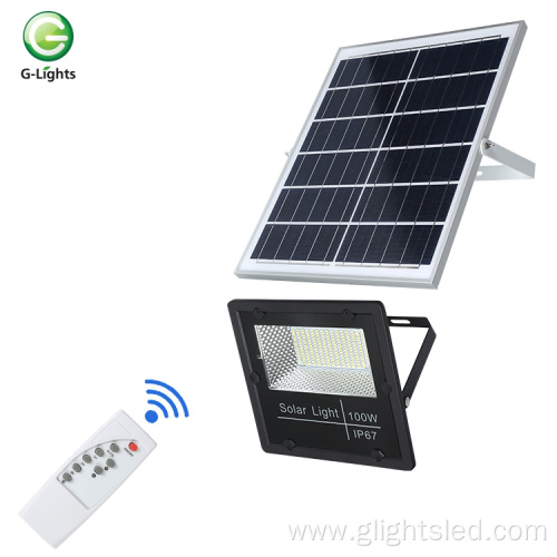 Remote control ip67 100 200 watt led solar floodlight